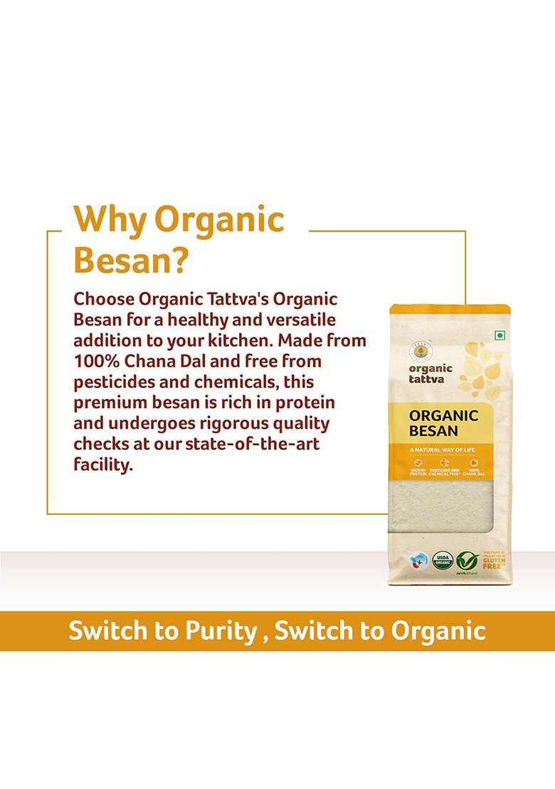 Organic Tattva Besan 500 Gms  - Indya