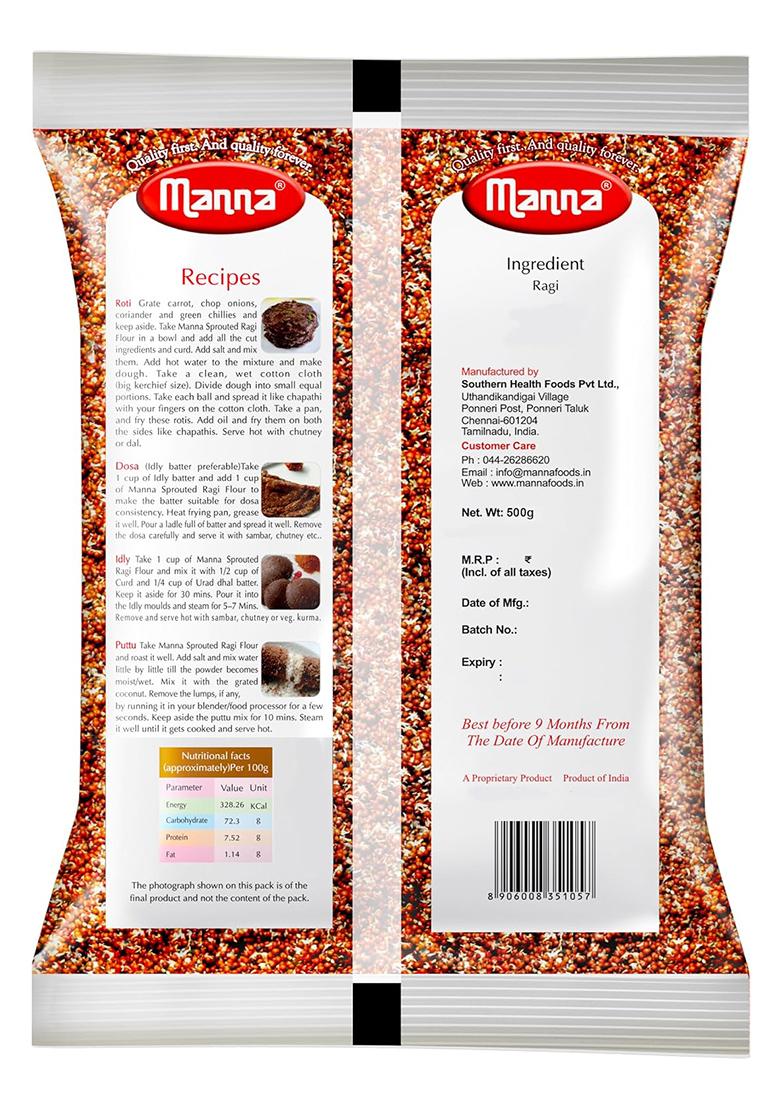 Manna Sprouted Ragi Flour, 1Kg