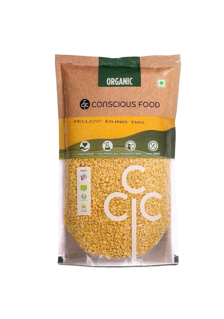 Conscious Food Organic Yellow Moong Dal | 1kg | Unpolished | Certified Organic | Mung Dal, Mug Dal, Yellow Lentils