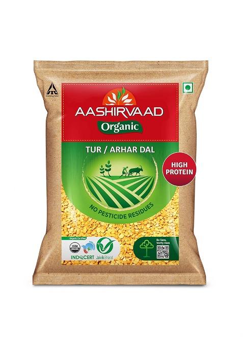 Aashirvaad Organic Arhar/Tur Dal, 1 Kg, 100% Organic Arhar/Tur Dal Rich in Protein