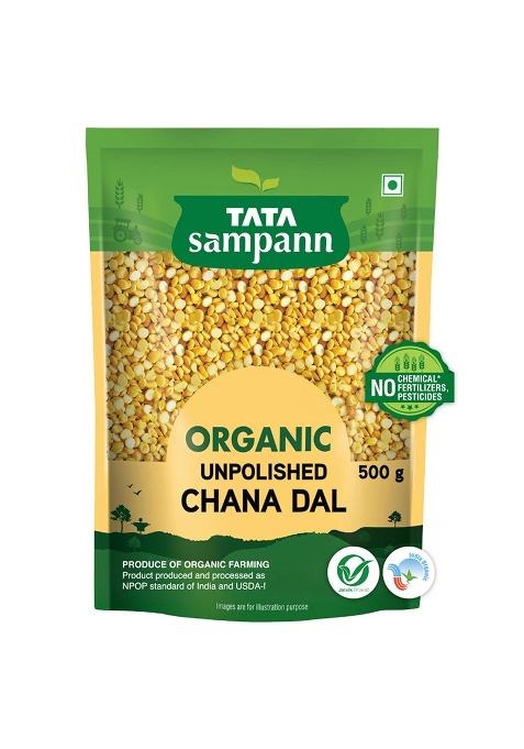 Tata Sampann Organic Unpolished Chana Dal, 500g