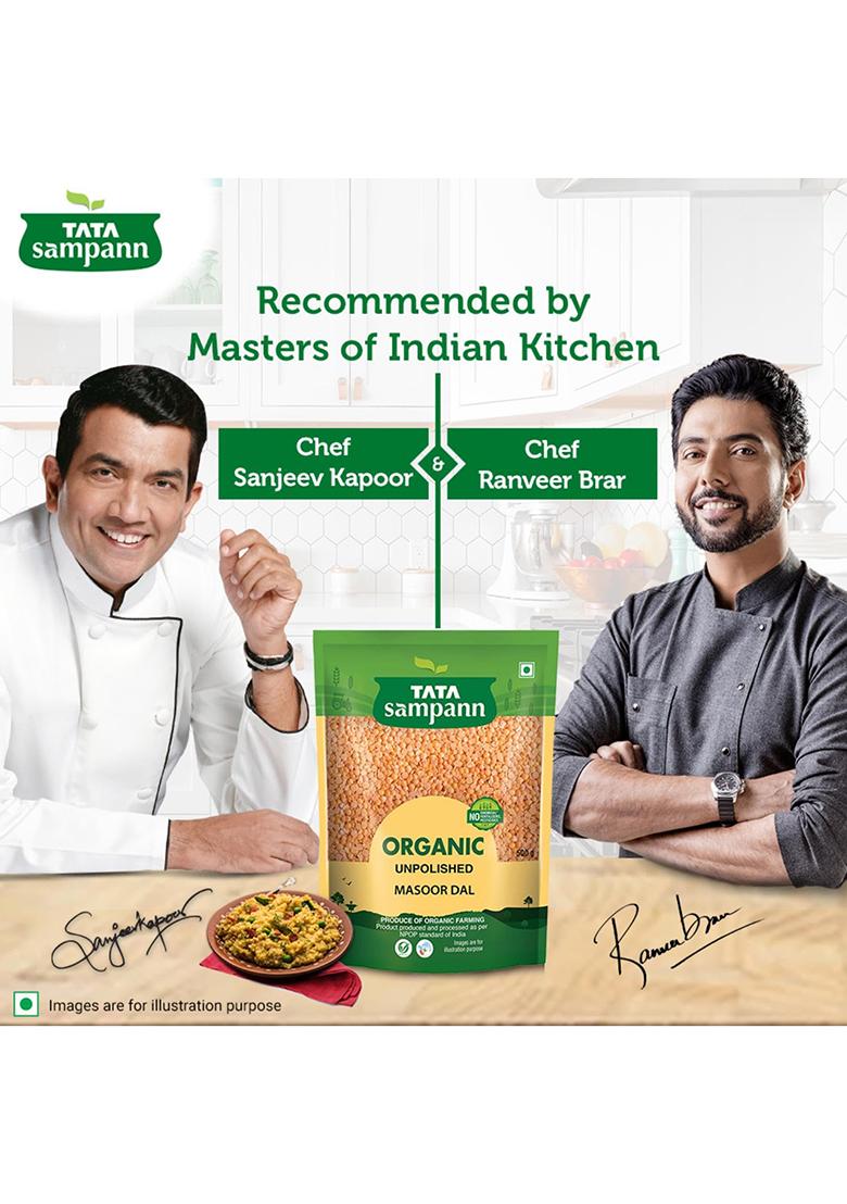 Tata Sampann Organic Unpolished Masoor Dal, 500g