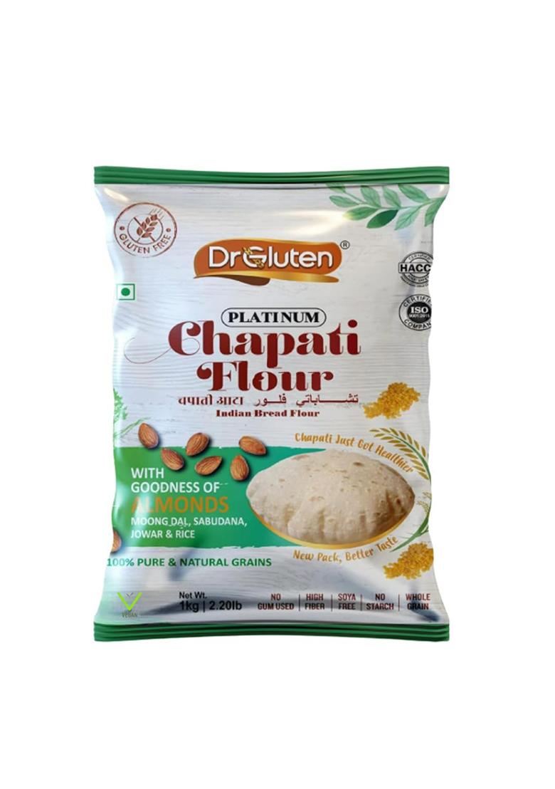 Dr. Gluten Multigrain Platinum Chapati Flour with Millets & Brown Rice 1kg | Gluten Free & Wheat Free Atta | Rich in Fibre, Nutrients & Antioxidants | Versatile Flour for Healthier Baking & Cooking
