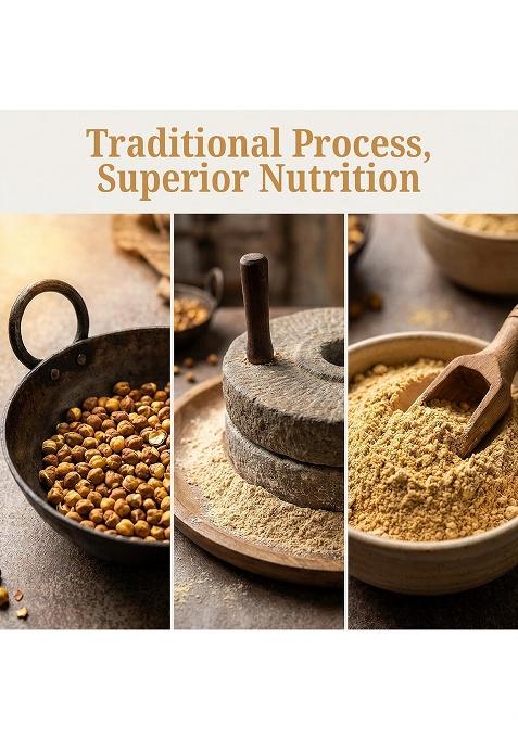 Adya Organics Sattu Powder | Gluten Free Roasted Black Chana Flour | 100% Natural & Gluten Free Chana Sattu l Atta with High Fiber | Sattu Drink Powder 1Kg- (Pack of 1)