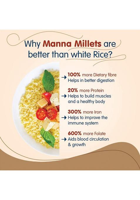 Manna Millets Whole Grains Combo – Foxtail, Kodo, Little, Barnyard & Proso | 5Kg (500g x 10)