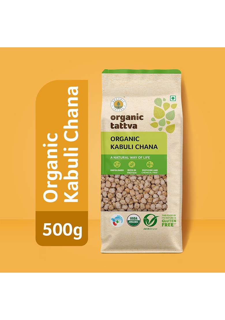 Organic Tattva Kabuli Chana, 500g - Indya
