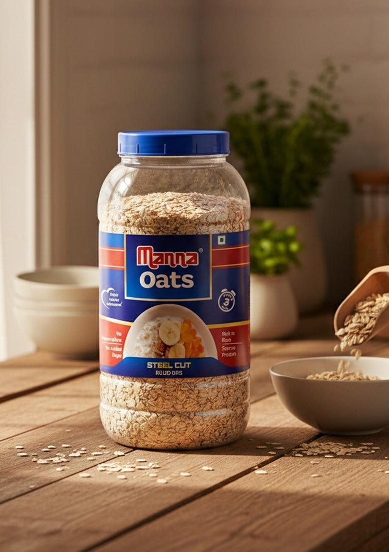 Manna Instant Oats – High-Fibre Wholegrain White Oats | 1Kg Jar