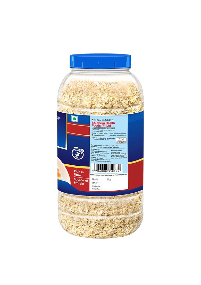 Manna Instant Oats – High-Fibre Wholegrain White Oats | 1Kg Jar