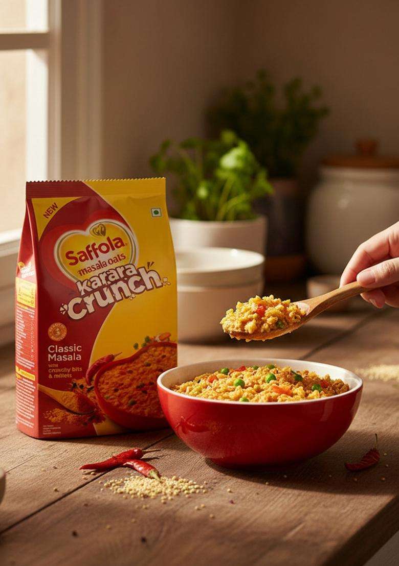 Saffola Masala Oats Karara Crunch – Millet & Masala Snack Oats | 500g - Indya