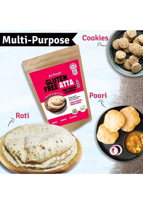 Jus' Amazin Certified Gluten Free Atta – Multigrain Gluten-Free Flour | 1kg