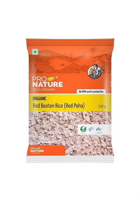Pro Nature Organic Red Beaten Rice – Natural Himalayan Red Poha | 500g