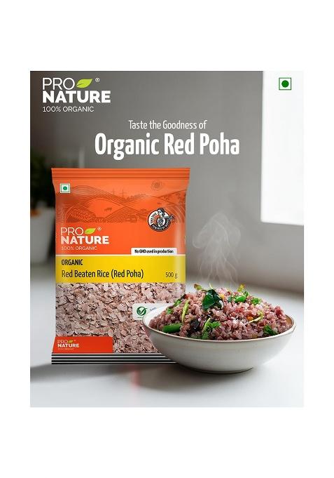Pro Nature Organic Red Beaten Rice – Natural Himalayan Red Poha | 500g