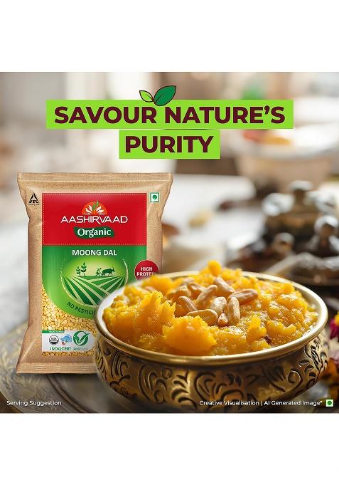 Aashirvaad Organic Moong Dal – Protein-Rich Organic Dal | 1 Kg