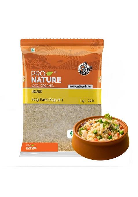 Pro Nature Organic Whole Wheat Sooji – Natural High-Fibre Semolina | 1kg