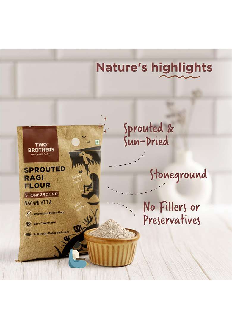 Two Brothers Organic Farms Sprouted Ragi Malt Nachni Satva – 500 g - Indya