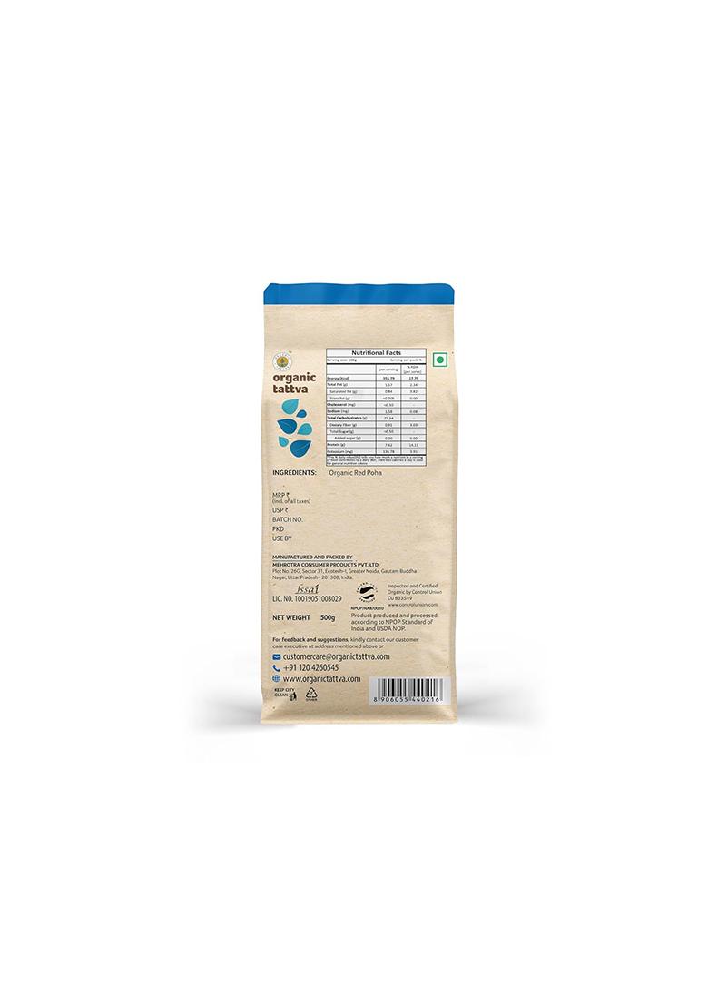 Organic Tattva Red Poha – Nutrient-Rich Flattened Rice | 500 g