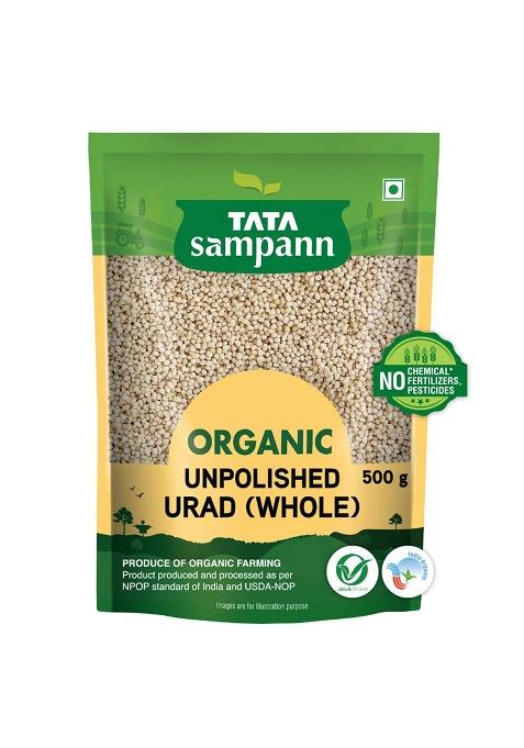 Tata Sampann Organic Unpolished Urad Whole Dal, 500 g