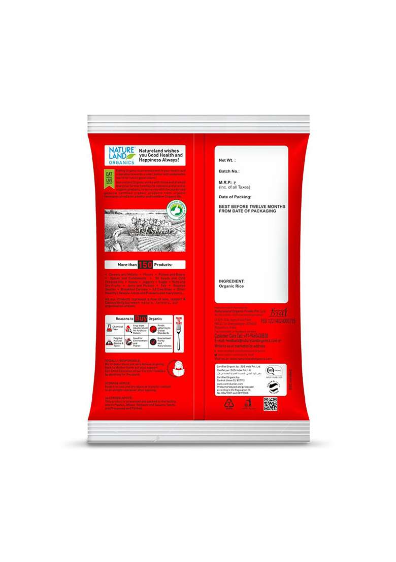 Natureland Organics Red Rice 1 Kg - Organic Rice - Indya
