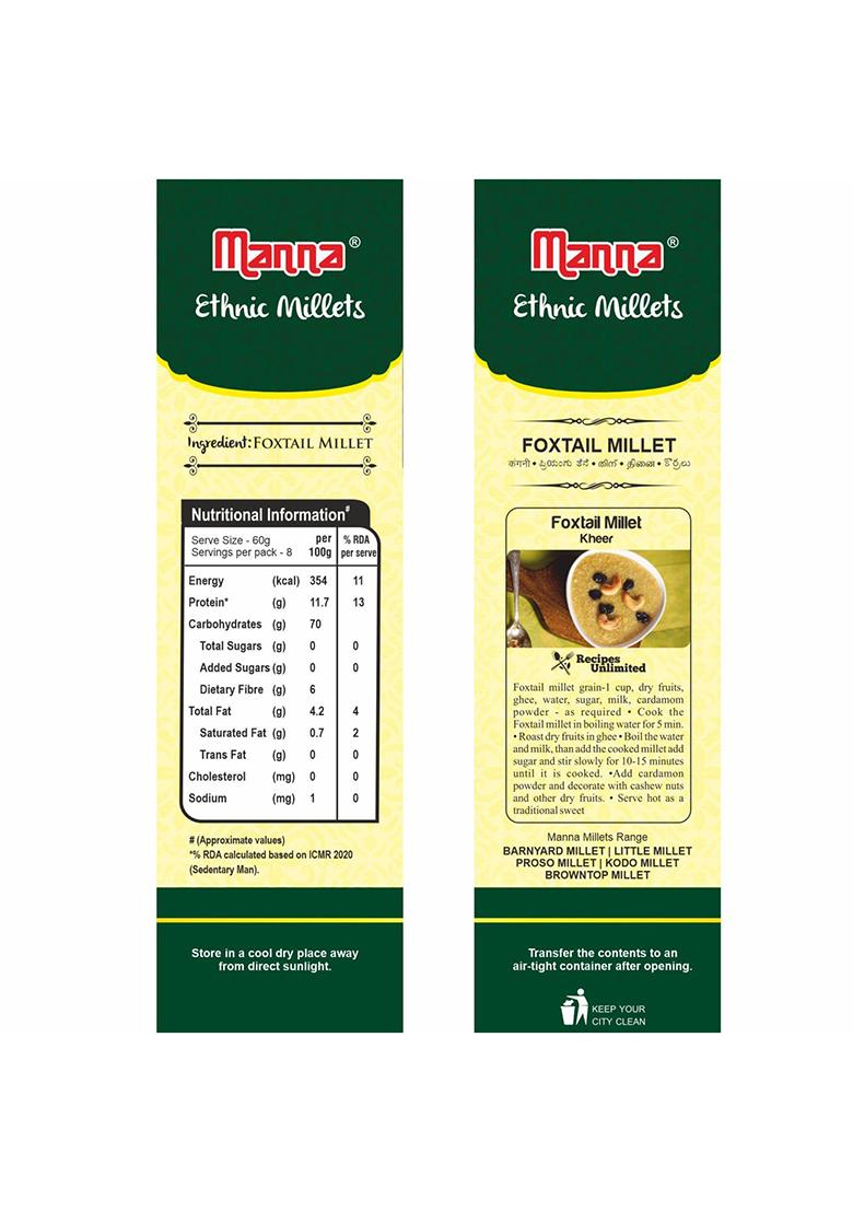 Manna Foxtail Millet Unpolished – Low GI High-Fibre Millet Rice | 1Kg