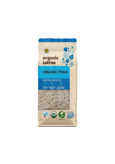 Organic Tattva Organic White Poha – Nutrient-Rich Flattened Rice | 500 Gram
