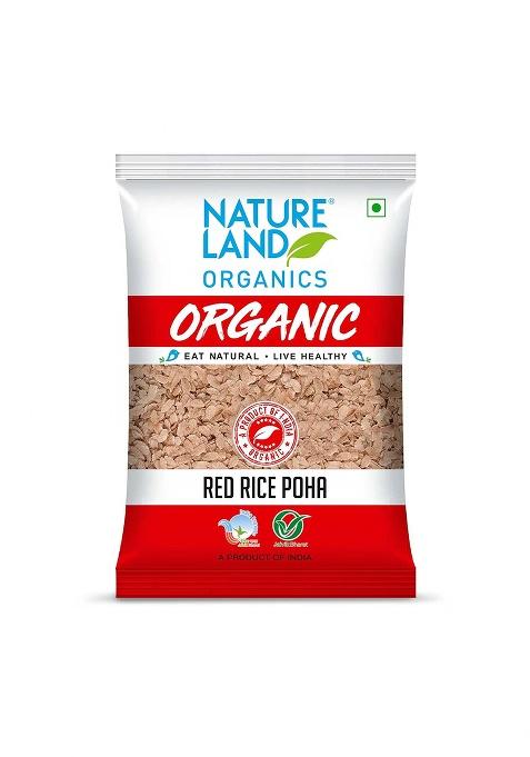 Natureland Organics Red Rice Poha 500 Gm - Organic Healthy Poha