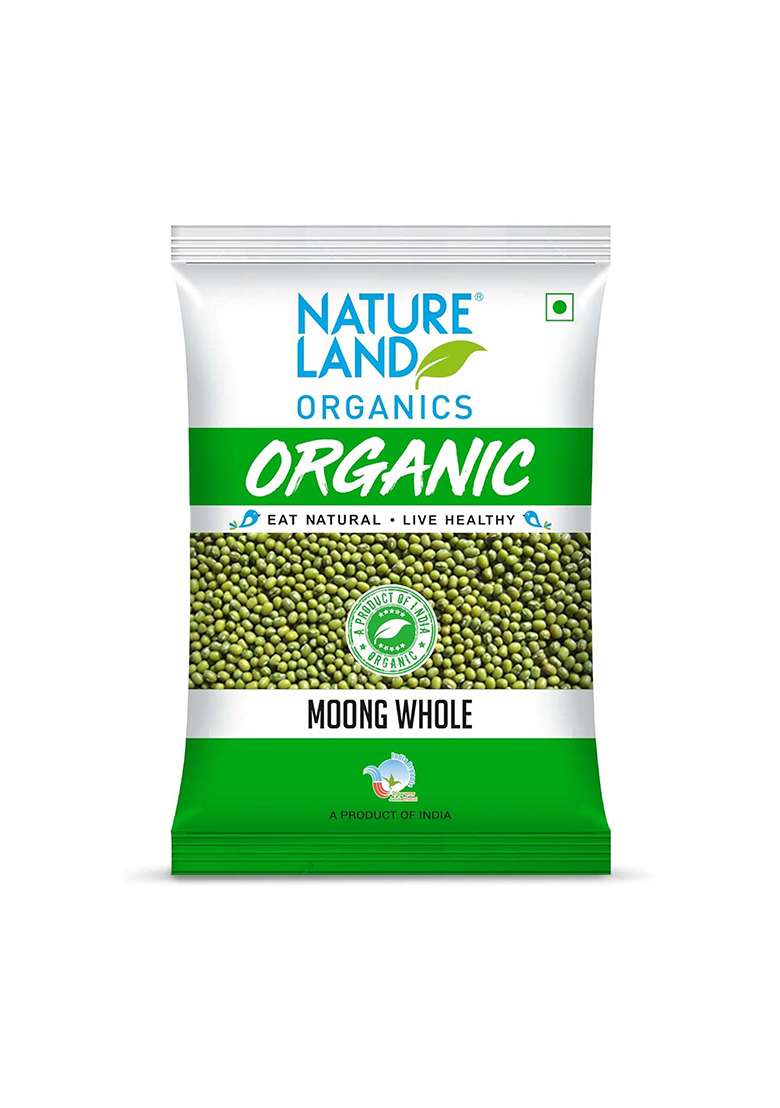 Natureland Organics Moong Sabut/Whole Daal 1 Kg - Organic Healthy Pulses - Indya