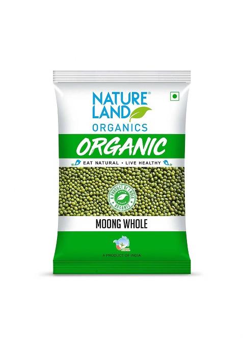 Natureland Organics Moong Sabut/Whole Daal 1 Kg - Organic Healthy Pulses