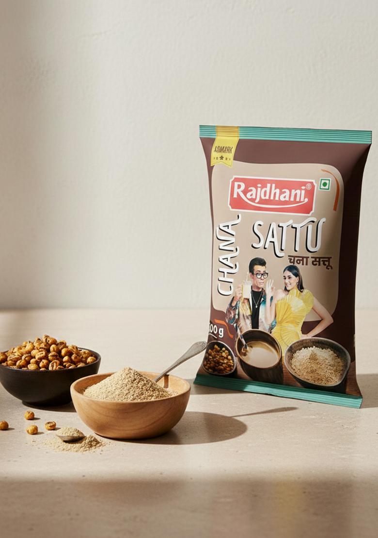 Rajdhani Chana Sattu Powder 500g â€“ Natural Sattu Atta for Drinking & Cooking High Protein & Fiber Gluten-Free Energy Booster Sattu Powder for Summer Refreshment