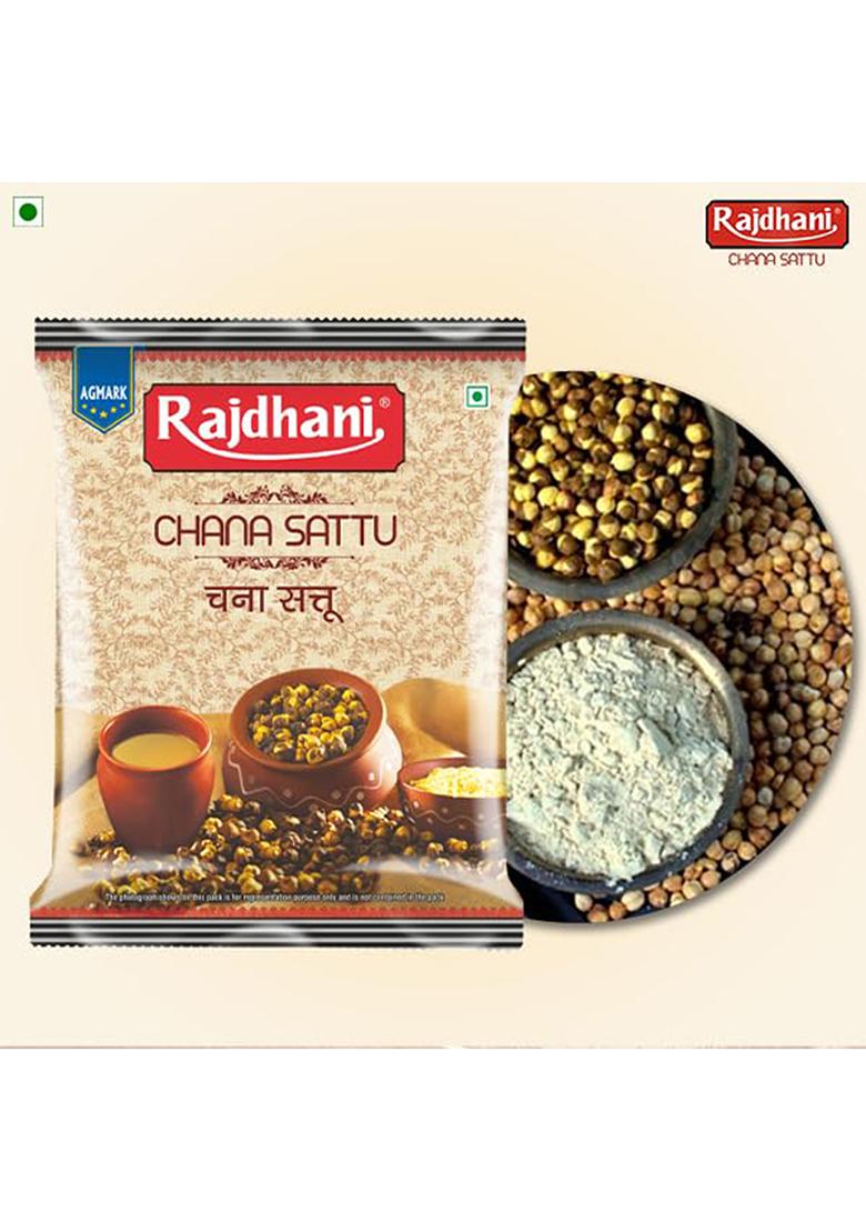 Rajdhani Chana Sattu Powder 500g â€“ Natural Sattu Atta for Drinking & Cooking High Protein & Fiber Gluten-Free Energy Booster Sattu Powder for Summer Refreshment