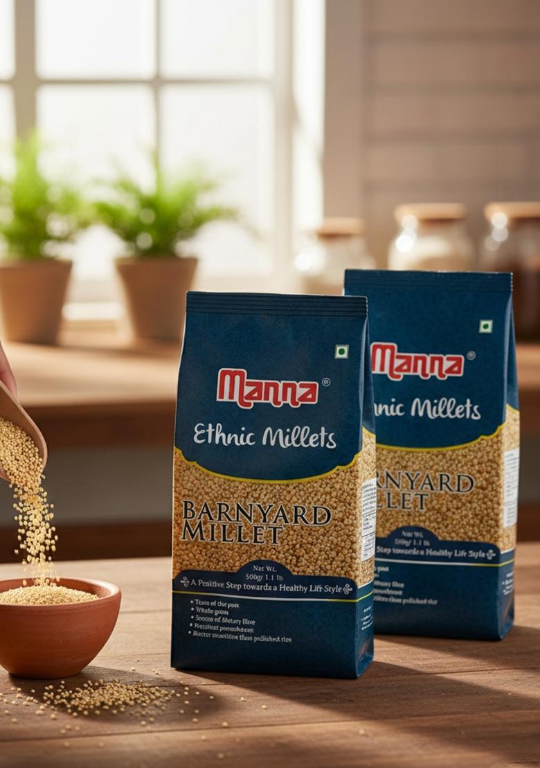 Manna Barnyard Millet 1Kg Unpolished, Certified Low GI, Glycemix Index value 17 Khira/Samak/Kuthiraivally/Udalu/Kodisama/siridhanya/ Samak rice for fasting, 20% more protein & 100% more Fibre than white rice. Natural Grains