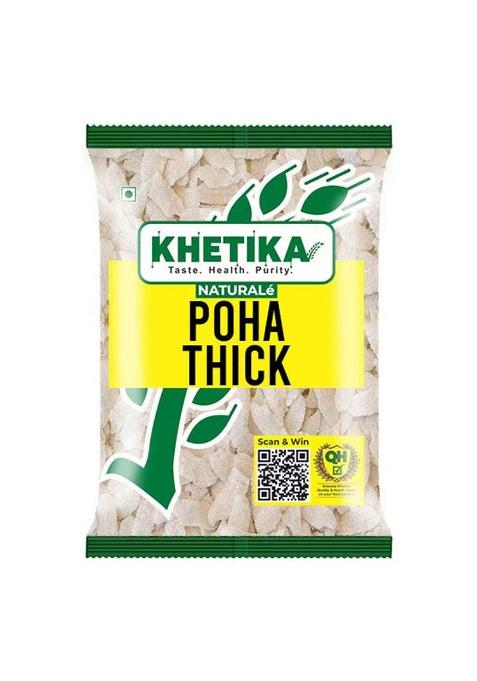 Khetika Naturale Thick Poha (Flattened Rice) 500g | High in Fiber | Healthy Breakfast | Hygienically Packed