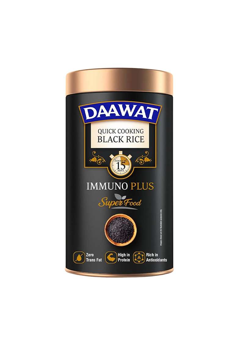 Daawat Black Rice Immuno Plus 1KG Pack - Superfood with High Protein, Rich Antioxidants, Minerals & Low Fat - Whole Grain - Indya