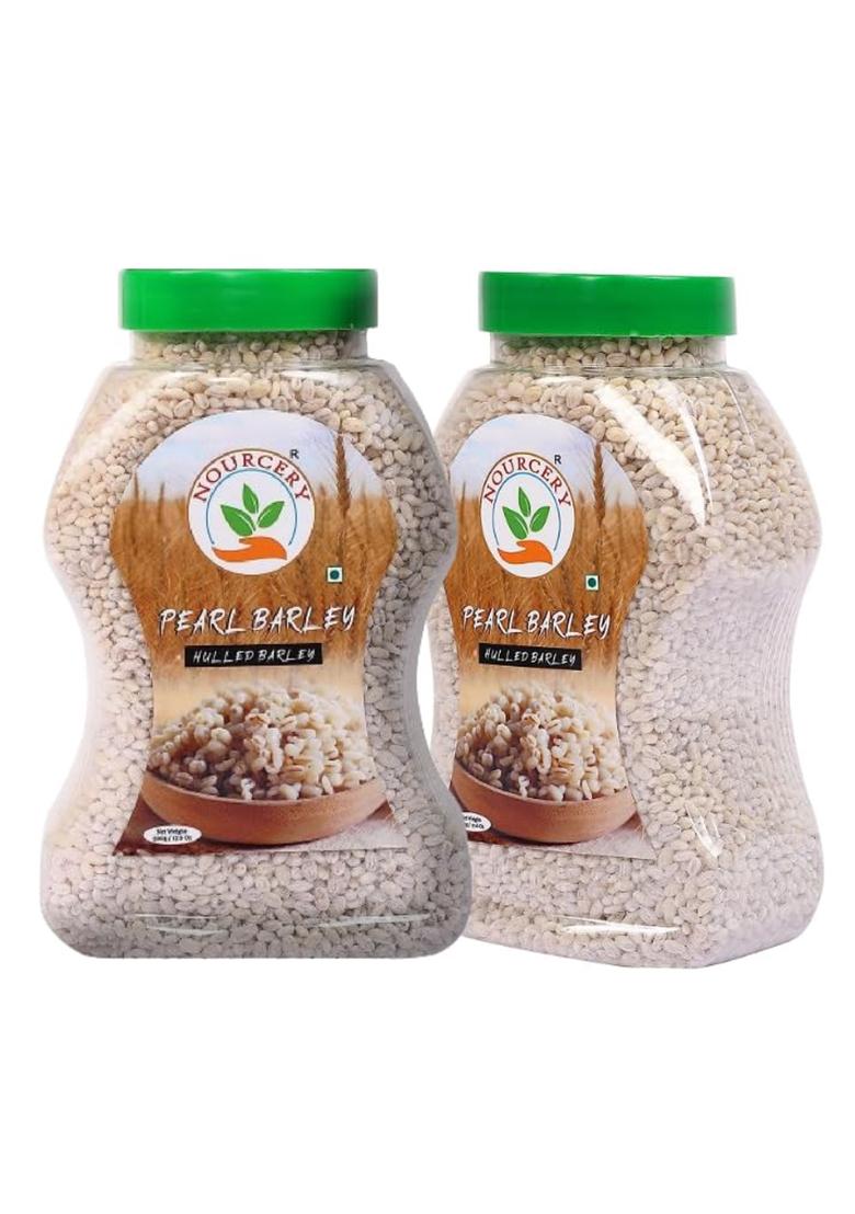 Nourcery Pearl Barley-1kg | Hulled Whole Barlay | High Fiber Jau | Low Glycemic Index | Raw Barley Grain | Healthy by nature | Cooks Like Rice | Ideal for Risottos & Soups | Naturally Gluten Free