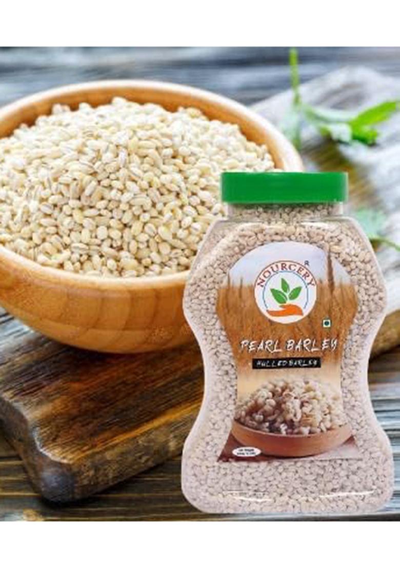 Nourcery Pearl Barley-1kg | Hulled Whole Barlay | High Fiber Jau | Low Glycemic Index | Raw Barley Grain | Healthy by nature | Cooks Like Rice | Ideal for Risottos & Soups | Naturally Gluten Free