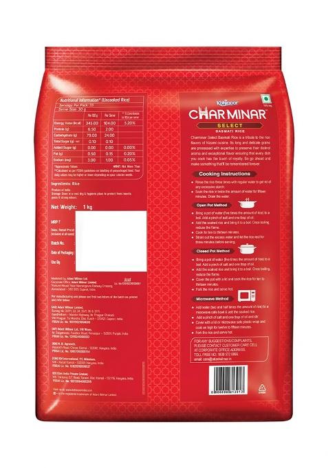 Charminar Select Basmati Rice 1 KG | Value Basmati rice