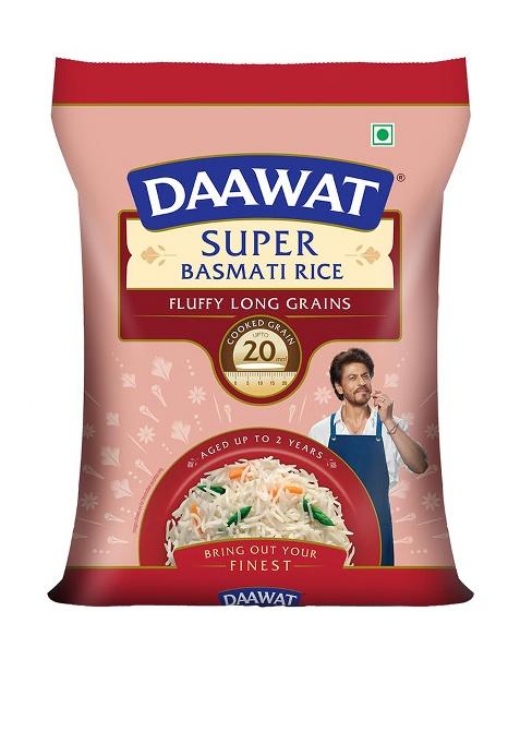 Daawat Super Basmati Rice 5Kg| Fluffy Long Grains| Cooked upto 20mm*
