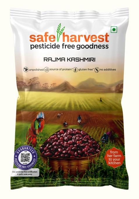 Safe Harvest Unpolished Rajma Kashmiri | Pesticide-Free | Red Kidney Beans | Protein-Rich | Sourced from Women Farmers | Tested for 231 Pesticides | 500 g