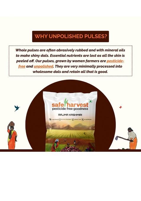 Safe Harvest Unpolished Rajma Kashmiri | Pesticide-Free | Red Kidney Beans | Protein-Rich | Sourced from Women Farmers | Tested for 231 Pesticides | 500 g