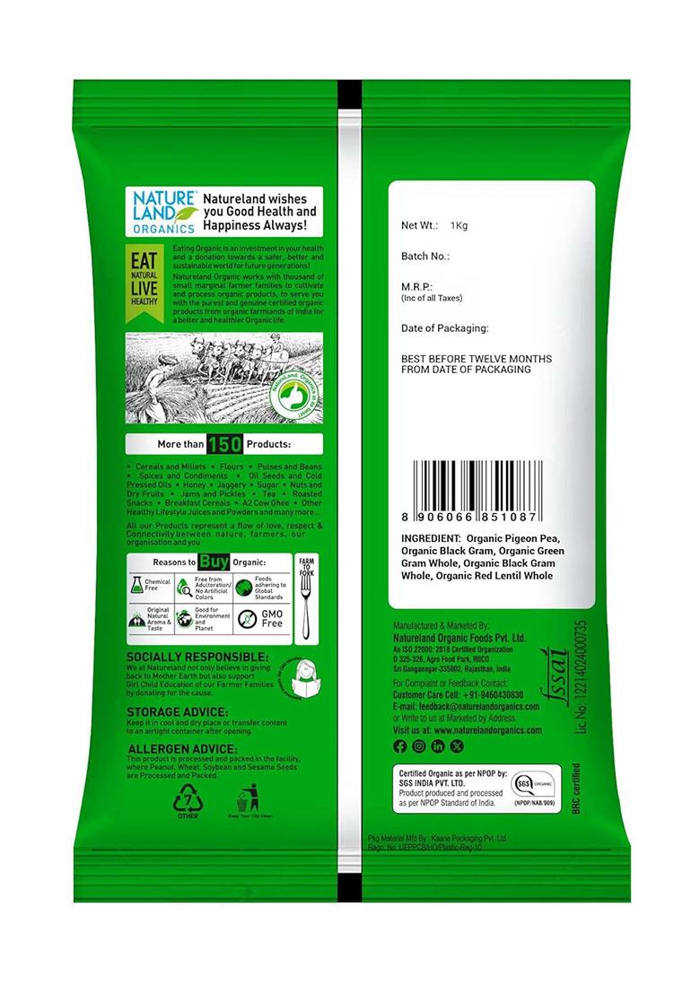 Natureland Organics Panchrangi Dal/Mix Dal 1 Kg