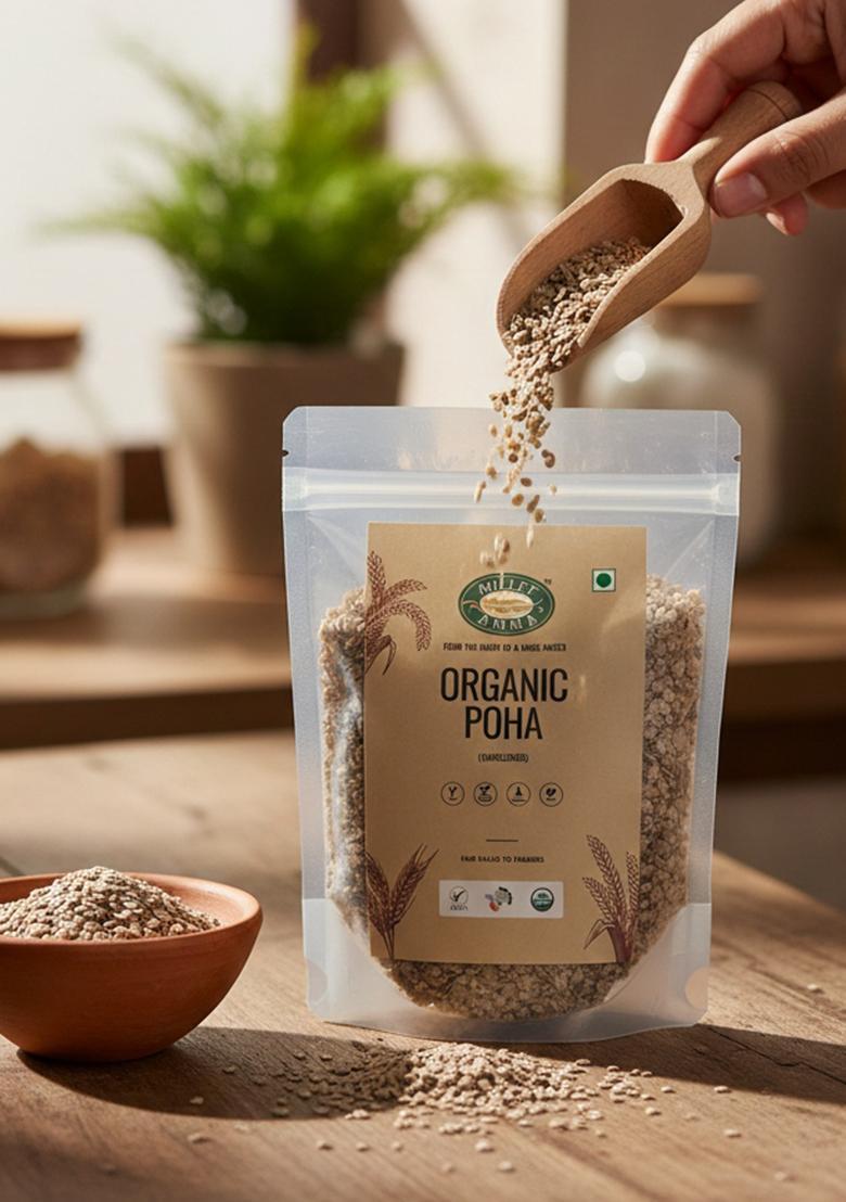 Millet Amma Organic Jowar Poha Flakes 1 Kg (2 Packs of 500gm) | Gluten Free | Best Choice for Making Poha and Health Snack Recipes | Millet Flakes for a Healthy and Nutritious Breakfast