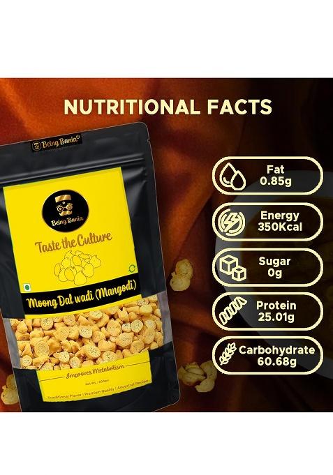 Being Bania Homemade Rajasthani Mangodi / Mungori Wadi / Badi, 500 Gms | Hand made | Made with Moong Daal | Rich in Protein | Premium Ingredients | No Added Preservatives | Ready to Cook