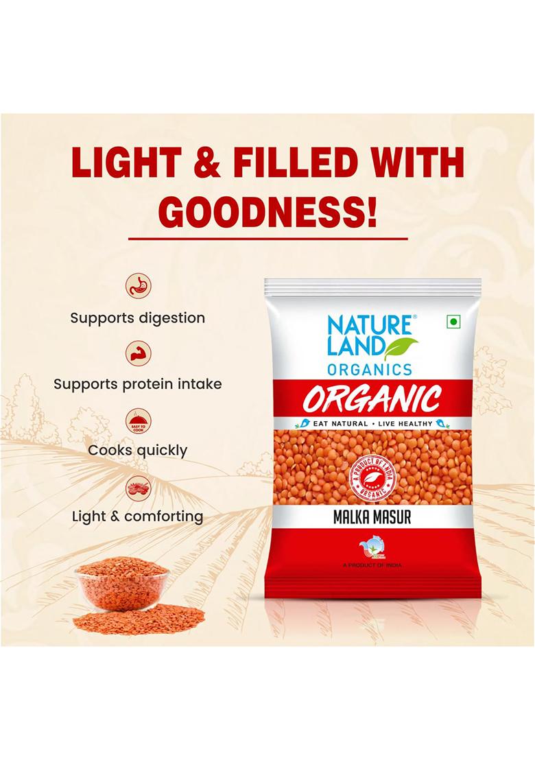 Natureland Organics Malka Masoor Dal/Red Masoor Dal 1 Kg