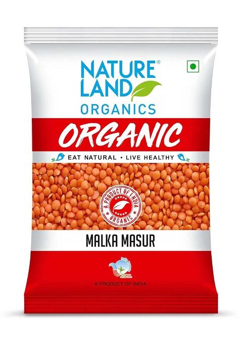 Natureland Organics Malka Masoor Dal/Red Masoor Dal 1 Kg - Organic Dals and Pulses - Organic Food