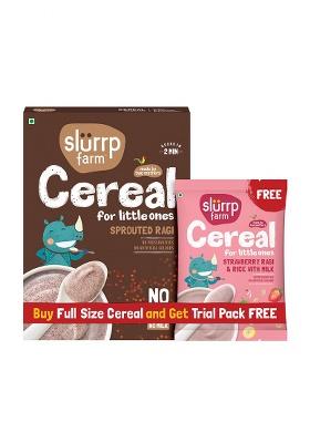 Slurrp Farm No Added Sugar, No Salt, Sprouted Ragi Powder | 100% Natural Ragi Flour | Free Strawberry Cereal Trial Pack | 250g + Free 50g