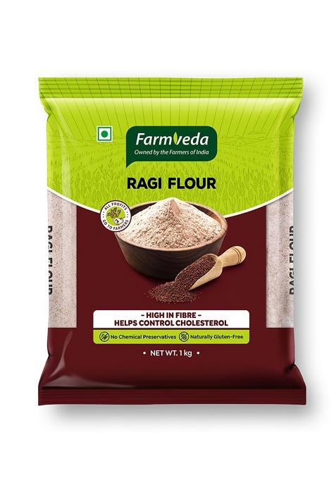 Farm Veda Ragi Atta- 1 Kg | 100% Natural Finger Millet Flour/Nachni Atta | Gluten-Free | Rich in Calcium & Iron