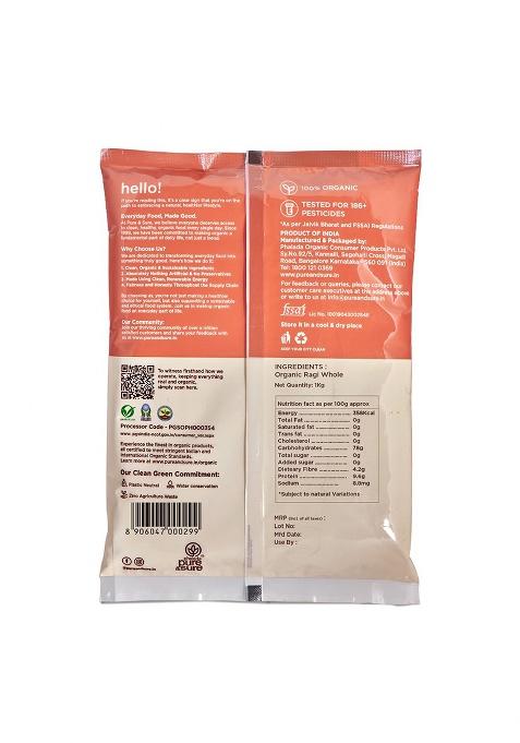 Pure & Sure Organic Ragi Flour 2 Kg (1Kg X Pack Of 2)