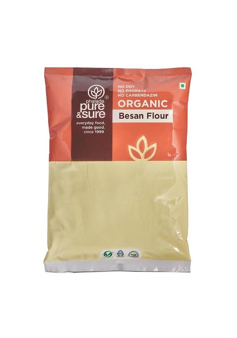 Phalada Pure & Sure Pure & Sure Organic Besan (Gram Flour) 1Kg | 100% Natually Processed Chickpea Flour | Stoneground Besan Atta | Rich in Protein & Fiber | No Preservatives
