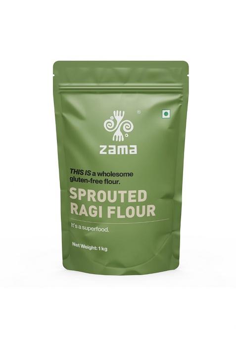 Zama Sprouted Ragi Flour 1kg | Organically Grown Natural Nachni Atta | Gluten Free Finger Millet Flour | No Additives or Preservatives | Low Glycemic Index