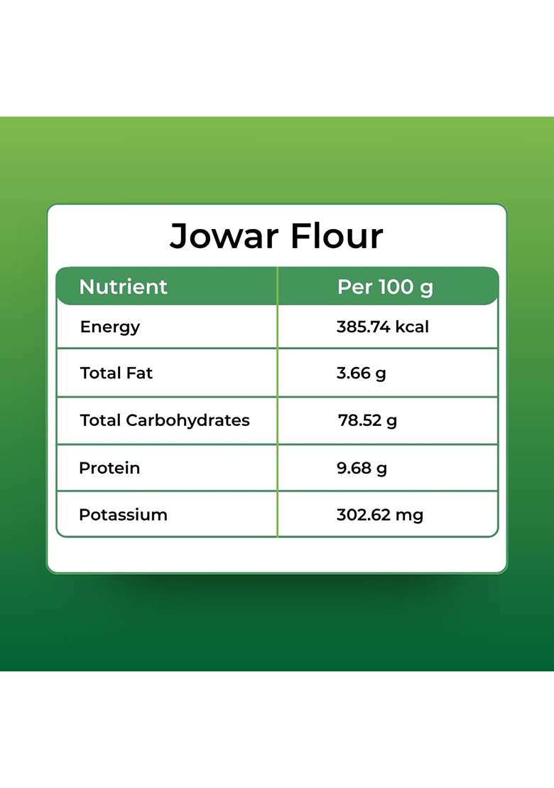 Orasure Organic Jowar Flour - 500 g (Pack Of 1) | Natural Jowar Chakki Atta | Rich with High Fibre and Nutrients | Low Carbs and Easy to Digest - Indya