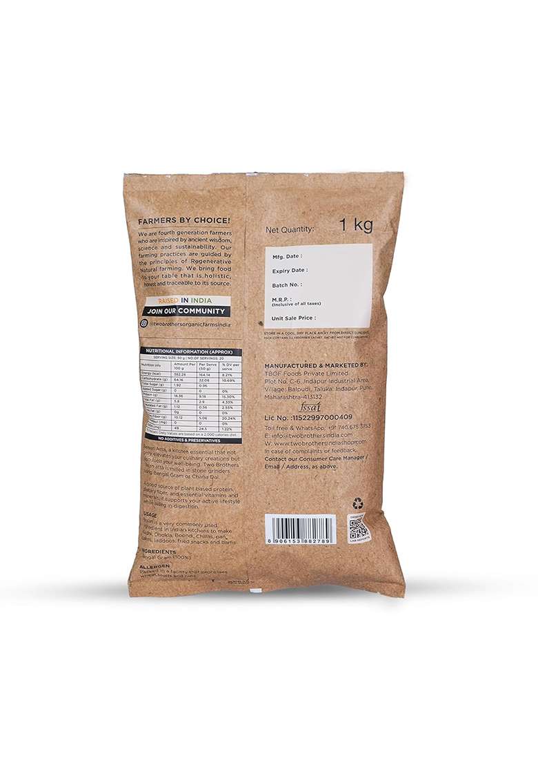 Two Brothers Organic Farms Besan Flour (1KG)| Gram Flour | Stoneground - Indya